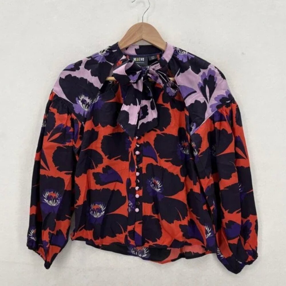 Anthropologie - Maeve Puff Sleeve Floral Blouse, Small